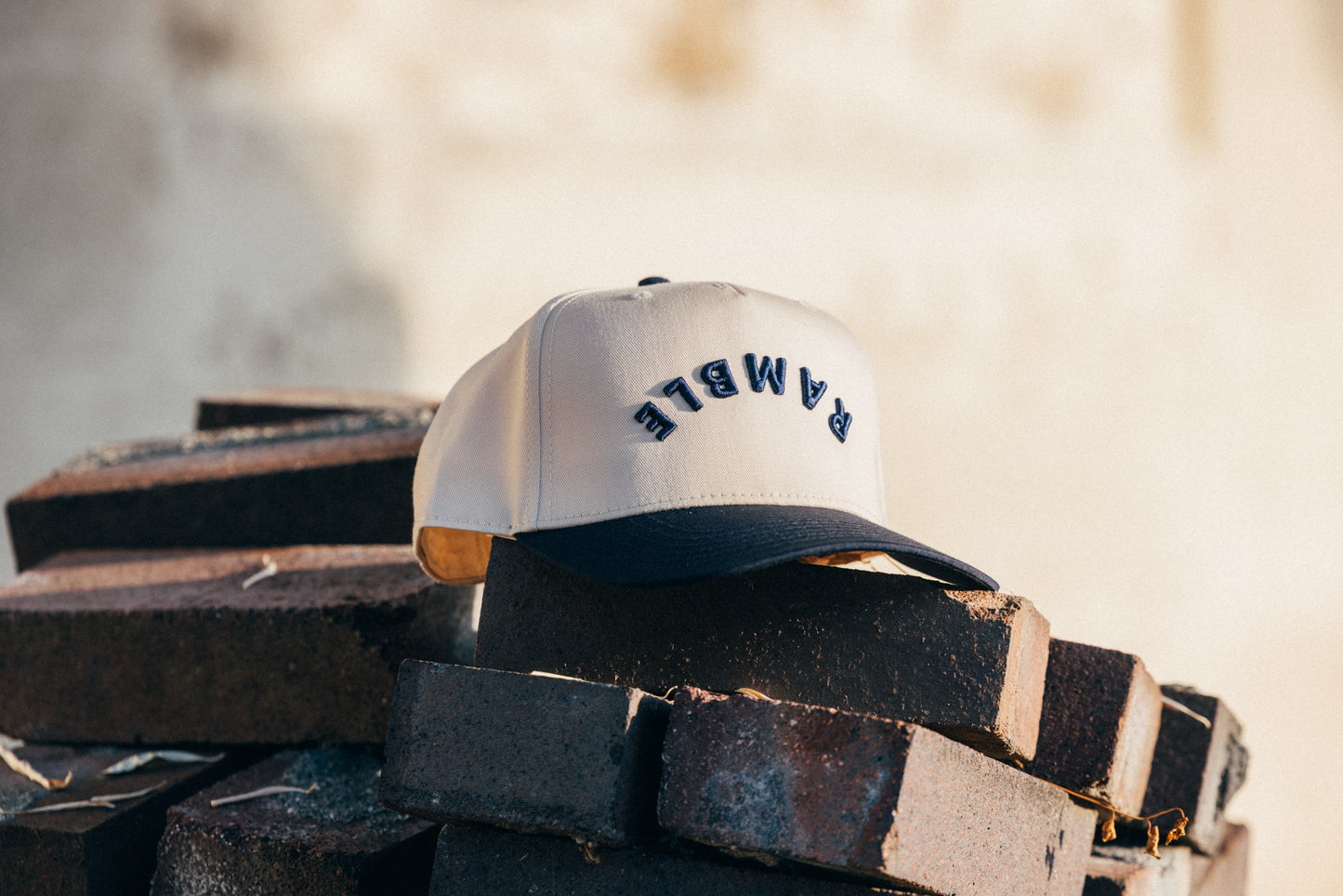 UPSIDE DOWN HAT - natural/navy