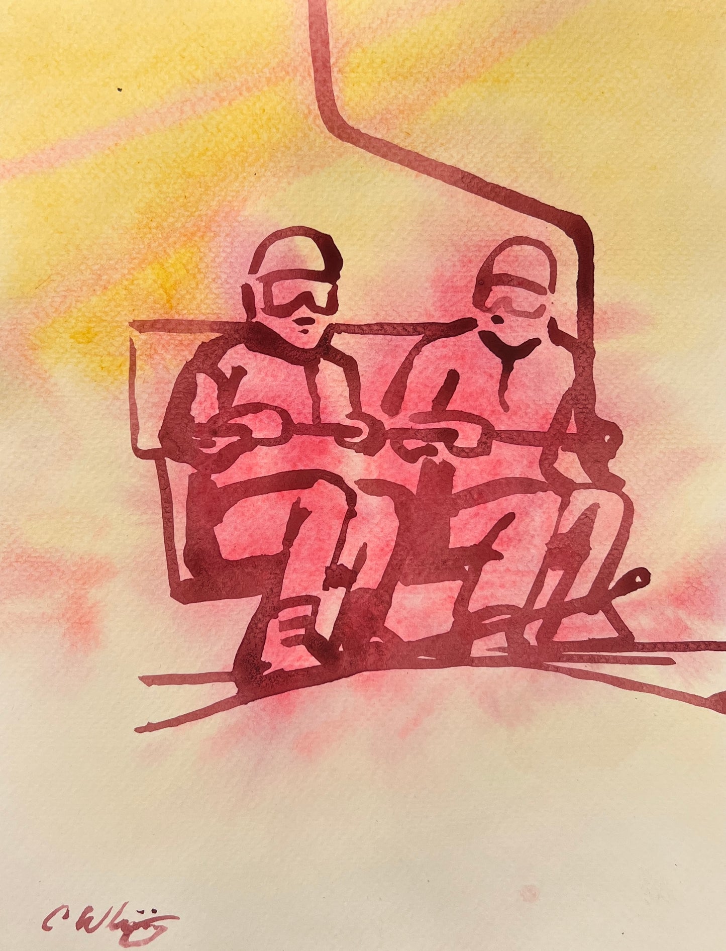 Ski lift skiers