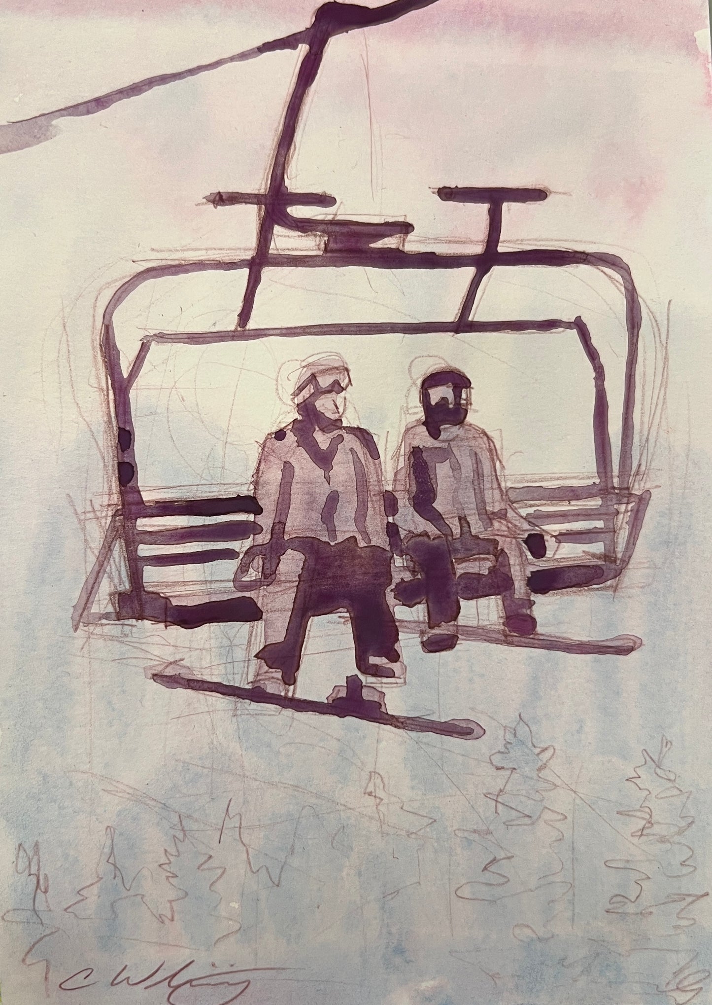 Boarders on a lift