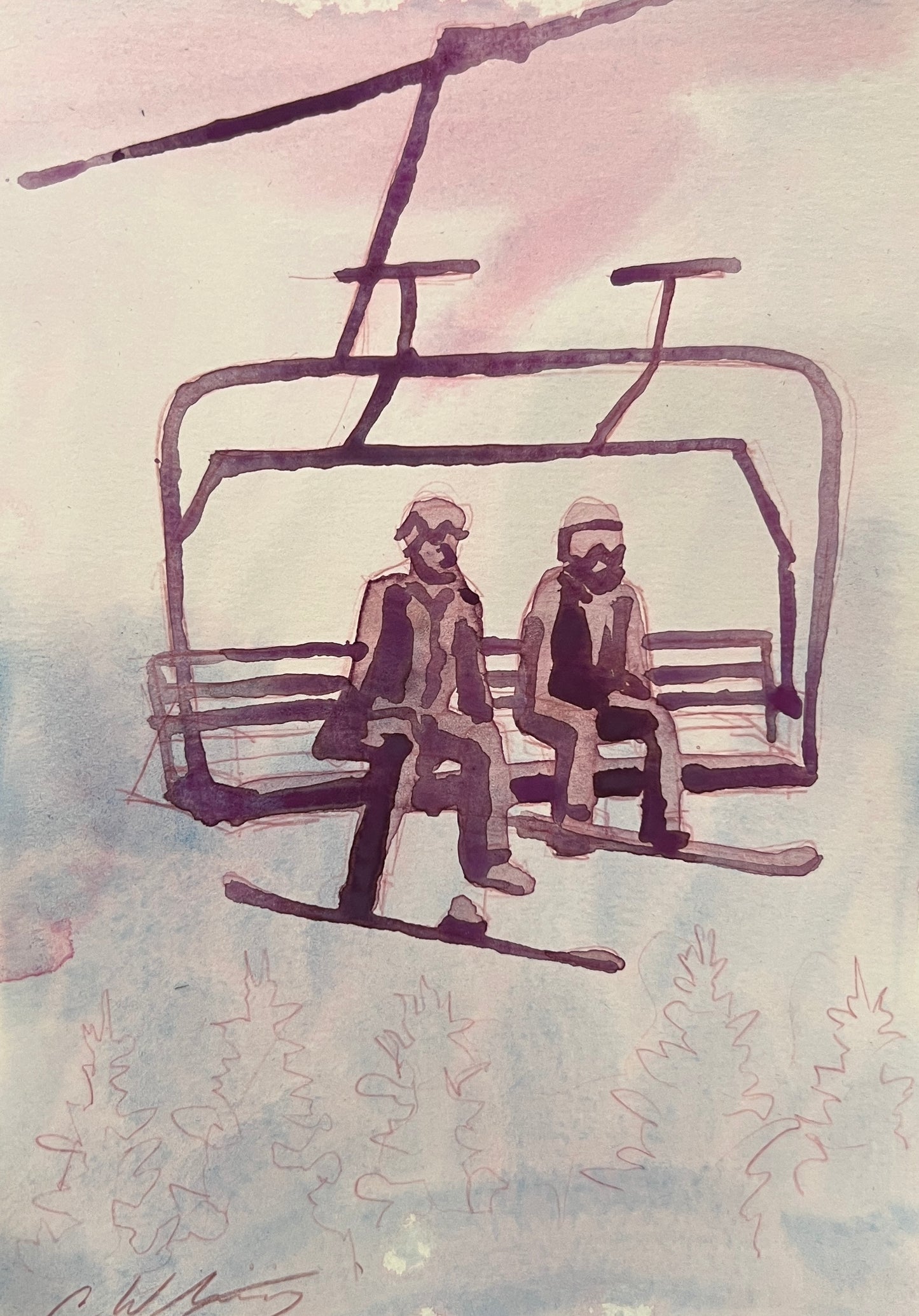 Boarders on a lift
