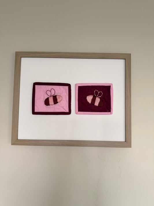 Duality Bees - Red: Two opposites sewn together