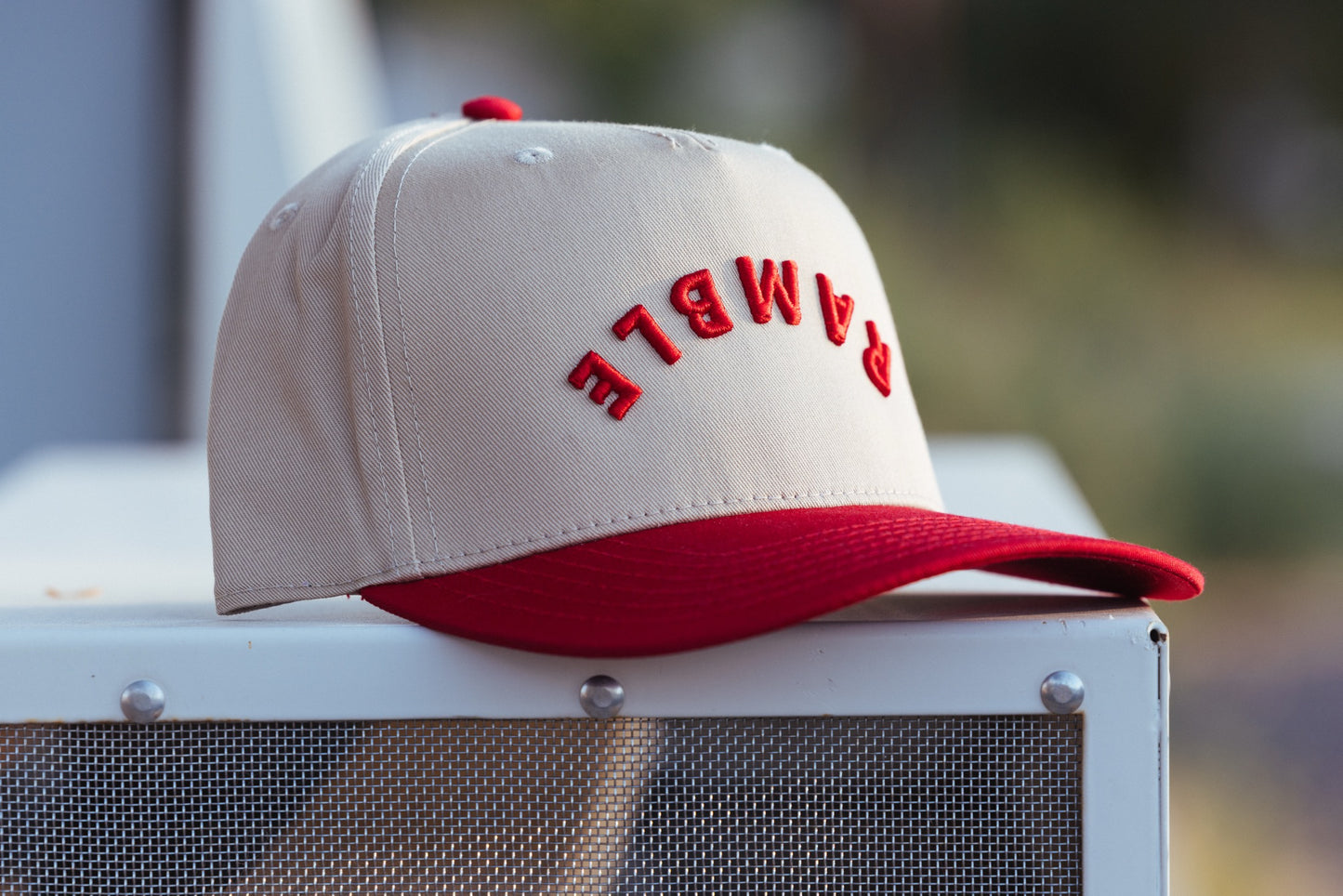 UPSIDE DOWN HAT- Red/Khaki