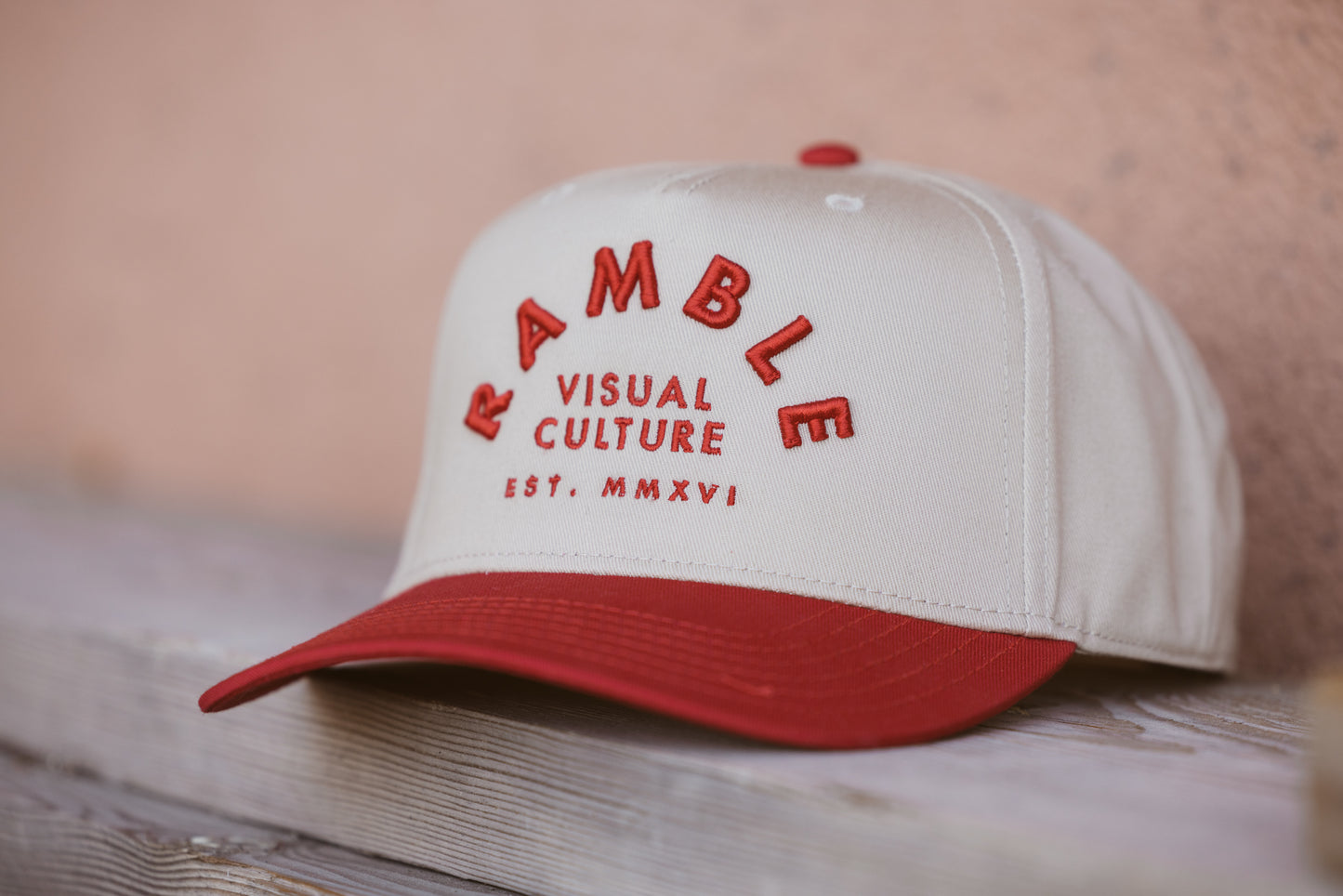 Visual Culture Lockup Hat - khaki/red