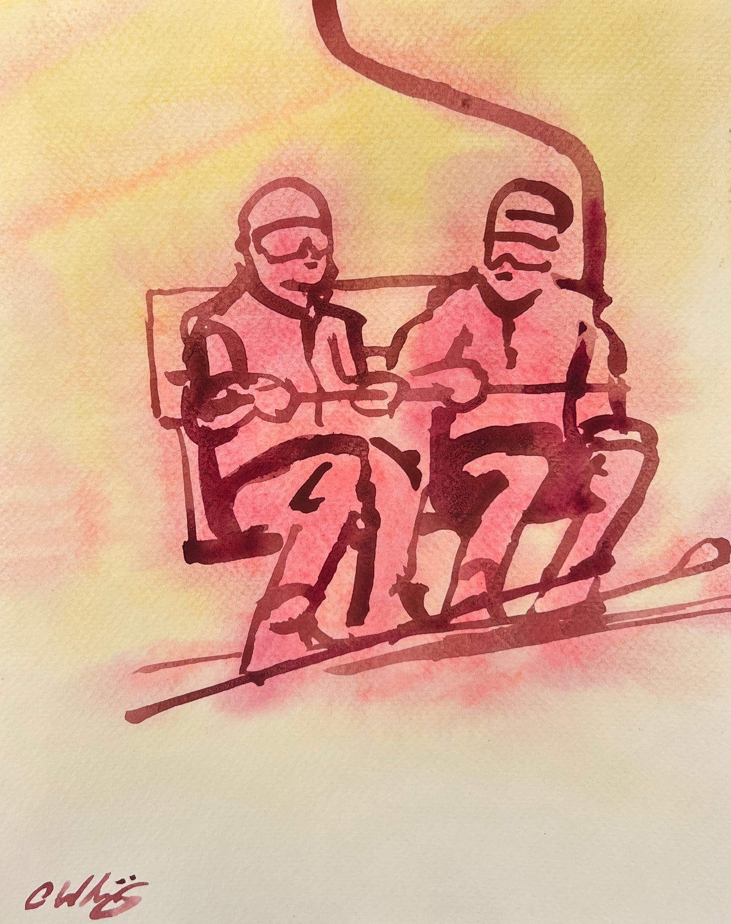 Ski lift skiers